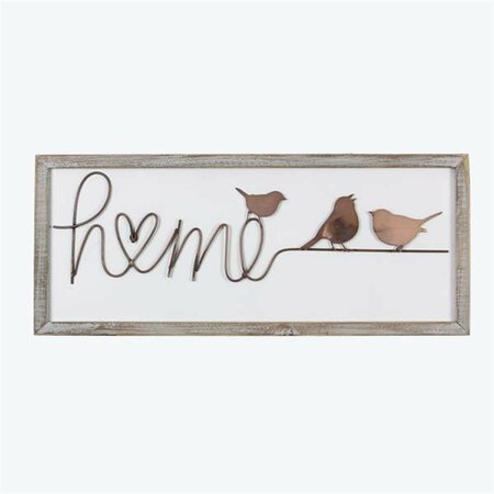 YOUNGS Wood & Metal Wall Decor with Bird & Home 72116